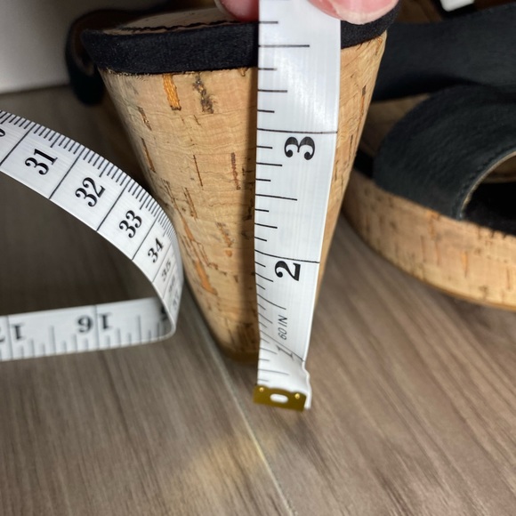 Nine West Woman Black Wedge Cork Leather Slide size 8M - Picture 11 of 11